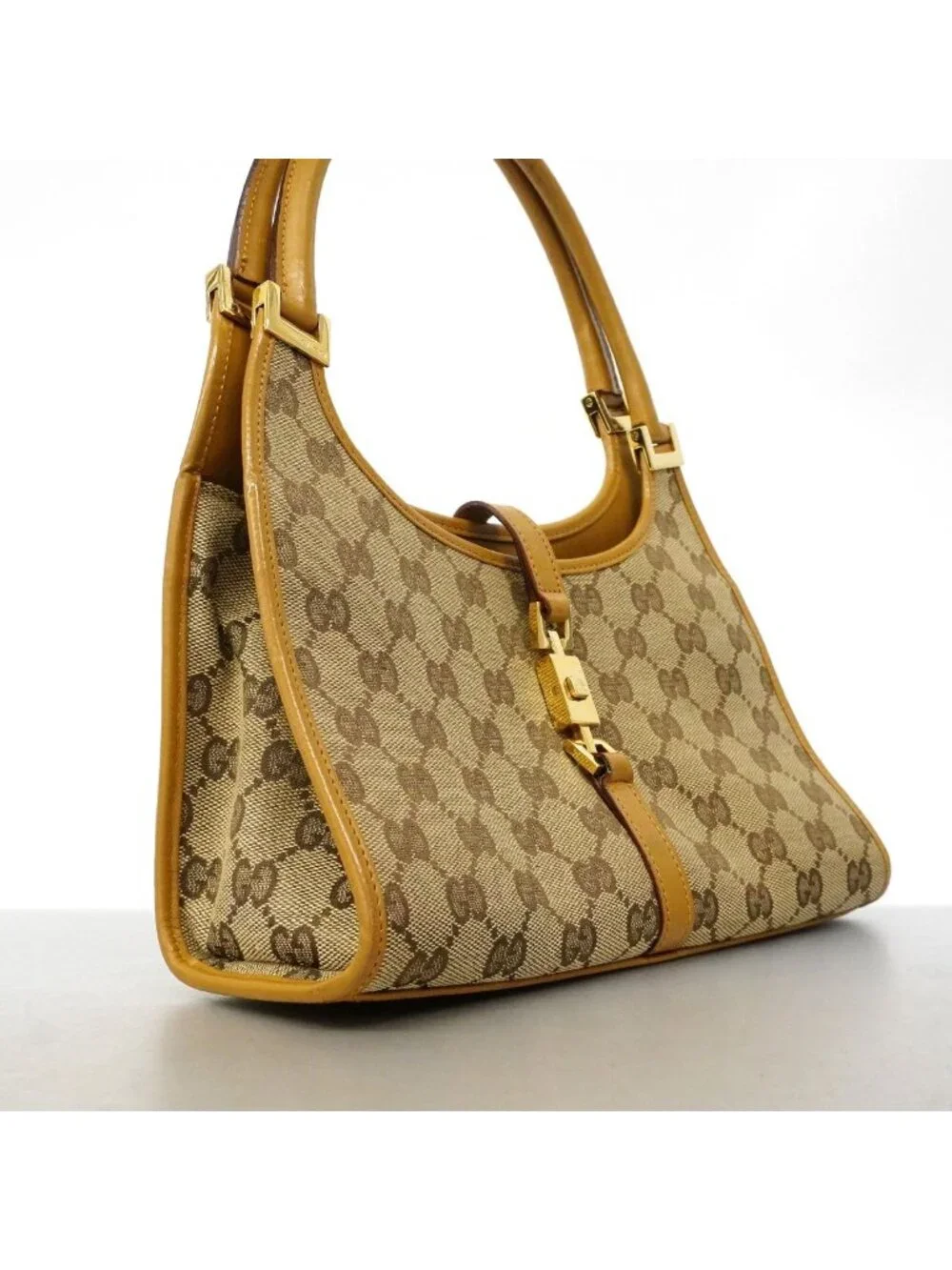 Gucci Handbag GG Canvas Jackie 002 Beige Brown Gold
